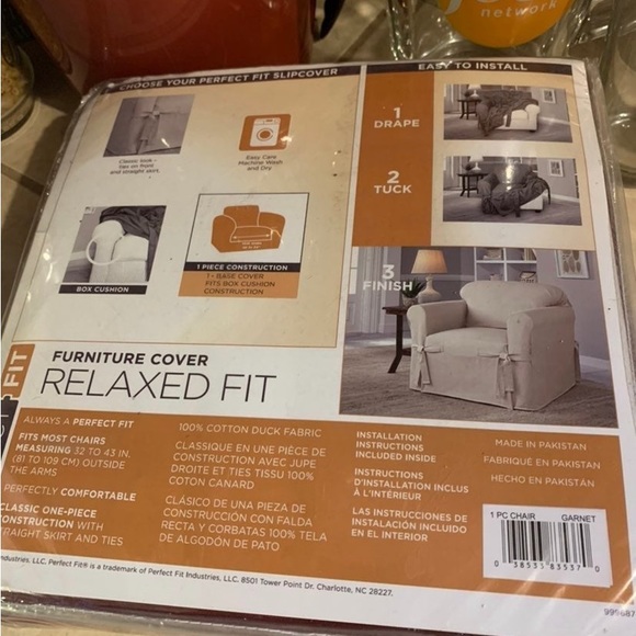 Perfect Fit One Piece Chair Cover Slip Cover Garnet burgundy - Picture 2 of 2